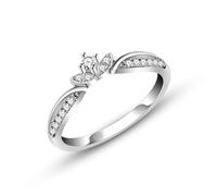 JunyiDIY Femmes empilable 925 argent Enhanced wedding ring - - - anniversaire fiançailles zircone cubique couronne bague pour mariée femme GF épouse bague en argent s925 ya5466
