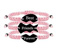 JunyiDIY Lot de 3 bracelets d'amitié - Corde tressée Cœur Puzzle Charm gravé Best Friend Forever Bijoux pour homme femme BFF Bracelets de distance assortis, adjustable, Polyester, Pas de gemme