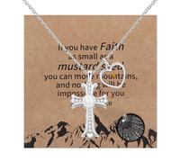 JunyiDIY YA4788 Collier avec pendentif en forme de croix avec inscription « I Love You » pour femme Plaqué or Chrétien Cœur Graine de moutarde, Réglable, Laiton, Zircon
