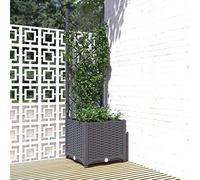 JUNZAI Jardinière avec Treillis Gris foncé 40x40x136 cm PP,Jardinières,Jardinieres Exterieur,Bac Jardiniere,Bac à Fleurs Extérieur,Jardinieres Balcon