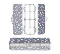 JUNZAN American Flags Boîte à crayons en plastique 2 couches pour enfants avec couvercle à pression Bleu marine