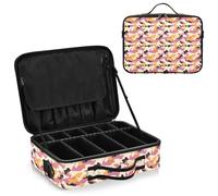 junzan Grand sac de rangement de maquillage de voyage avec séparateurs et sangle réglable Motif camouflage Doré, MARIGOLD_3, 14.6 x 10.6 x 4.7 inches, Coloré
