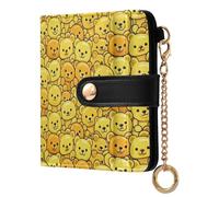 JUNZAN Gummy Bears - Petit portefeuille fin pour femme - Porte-cartes à deux volets avec fermeture éclair et poche pour pièces de monnaie - Blocage RFID - Jaune
