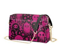 JUNZAN Mini sac à main à bandoulière résistant à l'eau avec poches zippées | Mini sac à bandoulière léger et doux pour la peau - Pour activités de plein air - Monstres noirs