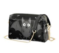 JUNZAN Mini sac à main à bandoulière résistant à l'eau avec poches zippées | Sac à bandoulière robuste cousu en cuir PU pour w nd décontracté Lustige Fledermaus