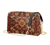 JUNZAN Mini sac à main à bandoulière résistant à l'eau avec poches zippées | Sac à main robuste cousu en chaîne pour activités de plein air Art vintage