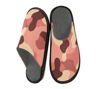 JUNZAN Pantoufles camel marron camouflage pour homme et femme en mousse à mémoire de forme pour chambre à coucher intérieur, Camel marron camouflage, 4-5 Women/5-6 Men