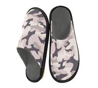 JUNZAN Pantoufles camouflage en mousse à mémoire de forme pour homme et femme - Pantoufles pour chambre à coucher - Gris froid, camouflage, 4-5 Women/5-6 Men