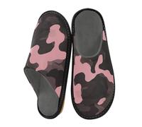 JUNZAN Pantoufles camouflage gris foncé en mousse à mémoire de forme pour chambre à coucher et intérieur, Camouflage gris foncé, 5.5-6 Women/6.5-7 Men