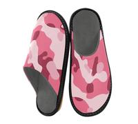 JUNZAN Pantoufles camouflage pour homme et femme en mousse à mémoire de forme pour chambre à coucher, intérieur rose pâle, rose, 9-10 Women/10-11 Men