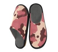 JUNZAN Pantoufles camouflage pour homme et femme en mousse à mémoire de forme pour chambre à coucher, intérieur rose, beige, Rose/beige, 9-10 Women/10-11 Men