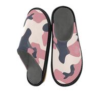 JUNZAN Pantoufles camouflage pour homme et femme en mousse à mémoire de forme pour chambre à coucher, intérieur rose et gris, Rose/gris., 4-5 Women/5-6 Men
