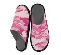 JUNZAN Pantoufles camouflage rose pâle pour homme et femme en mousse à mémoire de forme pour chambre à coucher intérieur, Camouflage rose poudré, 5.5-6 Women/6.5-7 Men