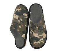 JUNZAN Pantoufles camouflage vert foncé en mousse à mémoire de forme pour femmes hommes pantoufles d'intérieur pour chambre à coucher, Camouflage vert foncé, 9-10 Women/10-11 Men