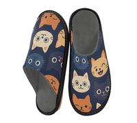 JUNZAN Pantoufles en mousse à mémoire de forme avec visages de chatons mignons pour femmes et hommes, Visages mignons de chaton, 6.5-7 Women/7.5-8 Men