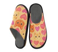 JUNZAN Pantoufles en mousse à mémoire de forme avec visages de chatons mignons pour femmes et hommes, Visages mignons de chaton, 5.5-6 Women/6.5-7 Men