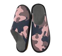 JUNZAN Pantoufles en mousse à mémoire de forme camouflage anthracite foncé pour femmes hommes pantoufles d'intérieur pour chambre à coucher, Camouflage anthracite foncé, 8-8.5 Women/9-9.5 Men