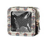 junzan Pêche Beige Floral Mignon Maquillage Sac Clair Voyage Toiletry Sac de Soins de la Peau pour Voyage, Pêche Beige Fleurs, 5.1 x 2.2 x 4.7 pouces, Coloré, Beige Pêche Fleurs, 5.1 x 2.2 x 4.7