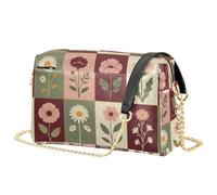 JUNZAN Sac à bandoulière imperméable en cuir PU pour femme portable pour la | Sac à bandoulière léger et doux pour la peau pour femme Motif floral botanique Rose