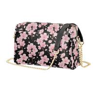 JUNZAN Sac à bandoulière imperméable en cuir PU pour femme portable pour la | Sac à bandoulière robuste cousu en cuir synthétique pour shopping en ville Motif fleurs de cerisier