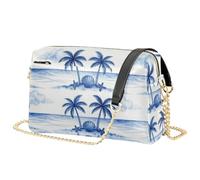 JUNZAN Sac à bandoulière imperméable en cuir PU pour femme portable pour la | Sac à main robuste cousu en chaîne pour w nd décontracté hibiscus noix de coco