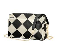 JUNZAN Sac à bandoulière imperméable en cuir PU pour femme portable pour la | Sac à main robuste cousu avec sangle en chaîne, sac à main, w nd, sortie décontractée, damier, noir