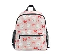 JUNZAN Sac à dos de Pâques pour garçons et filles - Sac à dos préscolaire - Petit sac à dos pour enfants - Lapins roses - Nœuds papillon âgés de 3 à 8 ans