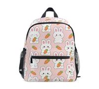 JUNZAN Sac à dos de Pâques rose pour garçons et filles, sac à dos préscolaire, petit sac à dos pour enfants, lapins, carottes âgés de 3 à 8 ans