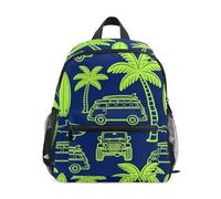 JUNZAN Sac à dos pour enfant motif requins tropicaux bleu marine pour garçons et filles, sac à dos préscolaire, petit sac à livres pour enfants âgés de 3 à 8 ans