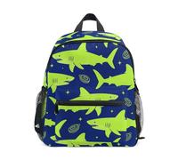 JUNZAN Sac à dos pour enfant requins doré bleu marine pour garçons et filles Sac à dos préscolaire Petit sac à dos pour enfants âgés de 3 à 8 ans