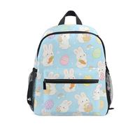 JUNZAN Sac à dos pour tout-petits - Lapins de Pâques - Pour garçons et filles - Sac à dos préscolaire - Petit sac à dos pour enfants - Bleu - 3 à 8 ans