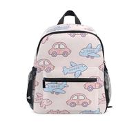 JUNZAN Sac à dos pour tout-petits - Motif voitures et avions - Pour garçons et filles - Sac à dos pour enfants de 3 à 8 ans - Rose