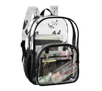 JUNZAN Sac à dos transparent amusant de Boston pour filles et femmes, sac à dos transparent de 40 cm pour l'école