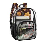 JUNZAN Sac à dos transparent avec fleurs et papillons pour filles et femmes, sac à dos transparent de 40 cm pour l'école