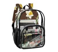 JUNZAN Sac à dos transparent marron pour filles et femmes, sac à dos transparent de 40 cm pour l'école