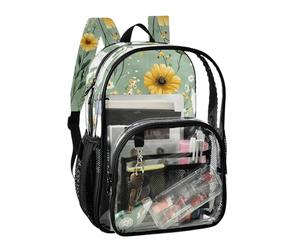 JUNZAN Sac à dos transparent pour filles et femmes, motif fleurs de pensée, sac à dos transparent de 40 cm, sac à dos transparent pour l'école