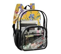 JUNZAN Sac à dos transparent pour filles et femmes, motif fleurs de pensées, 40 cm, pour l'école