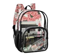 JUNZAN Sac à dos transparent rose rose pour filles femmes sac à dos transparent 40 cm pour l'école