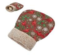 JUNZAN Sac de couchage chaud en peluche pour chat ou chat avec oiseaux de Noël avec gui - Lavable en machine - Marron foncé