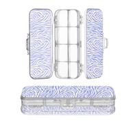 JUNZAN Trousse à crayons bleue bleue transparente en plastique rigide avec couvercle hermétique