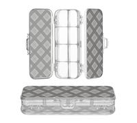 JUNZAN Trousse à crayons en plastique transparent à double couche avec couvercle pour fournitures artistiques Gris anthracite