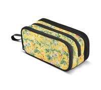 JUNZAN Trousse à crayons esthétique avec fleurs de pensée jaune - Pour femme et homme - Pour l'école, le bureau, l'université