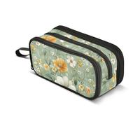 JUNZAN Trousse à crayons esthétique avec fleurs de pensée pour homme et femme, pour l'école, le bureau, l'université, fournitures de papeterie, vert