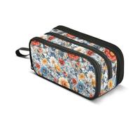 JUNZAN Trousse à crayons esthétique, motif floral, pensée et papillons pour femmes, hommes, école, bureau, université, fournitures de papeterie