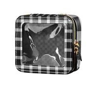 junzan Trousse de maquillage de voyage transparente à carreaux - Étanche - Trousse de toilette de voyage pour voyage, blanc et noir, 13 x 5,6 x 11,9 cm, coloré, blanc noir, 13 x 5,6 x 11,9 cm, coloré,