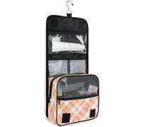 junzan Trousse de toilette à suspendre pour femmes et hommes, mandarine, vichy, trousse de maquillage de voyage avec crochet, organiseur de maquillage familial, motif floral, Plaid floral, 18.5