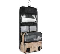 junzan Trousse de toilette à suspendre pour homme et femme - Style vintage - Pour journal - Avec crochet - Organiseur de maquillage familial, Journal vintage, 18.5"(Unfold) x 9" W x 4" H, Coloré