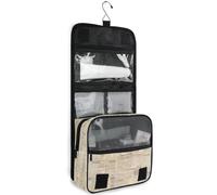 junzan Trousse de toilette à suspendre pour homme et femme - Texture journal grunge - Trousse de maquillage de voyage avec crochet - Organiseur de maquillage familial, Texture de journal grunge, 18.5