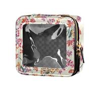 junzan Trousse de toilette transparente pour soins de la peau, motif fleurs sauvages, fleurs sauvages, 5,1 x 2,2 x 4,7 pouces, coloré, Fleur sauvage florissante, 5.1 x 2.2 x 4.7 inches, Coloré