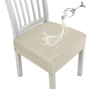 JUNZHE Housses de siège imperméables Diamond Lattice pour chaises de Salle à Manger,Housses de Chaise de Cuisine Extensibles pour Salle à Manger,Housses de Coussin de siège (Beige,6 Pcs)